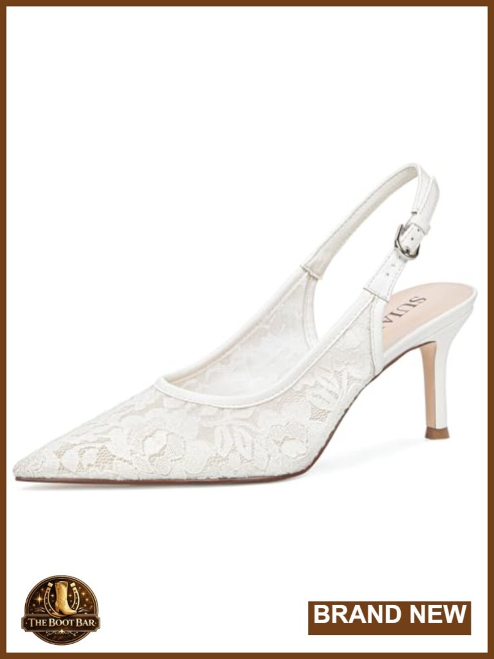 Wedding Lace Kitten Heels Mesh Slingback Bride Shoes Closed Pointed Toe Dressy